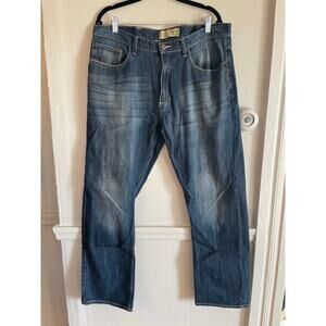 Mens Wrangler Jeans Co Straight Fit Flex Size 36x32 Dark Wash
